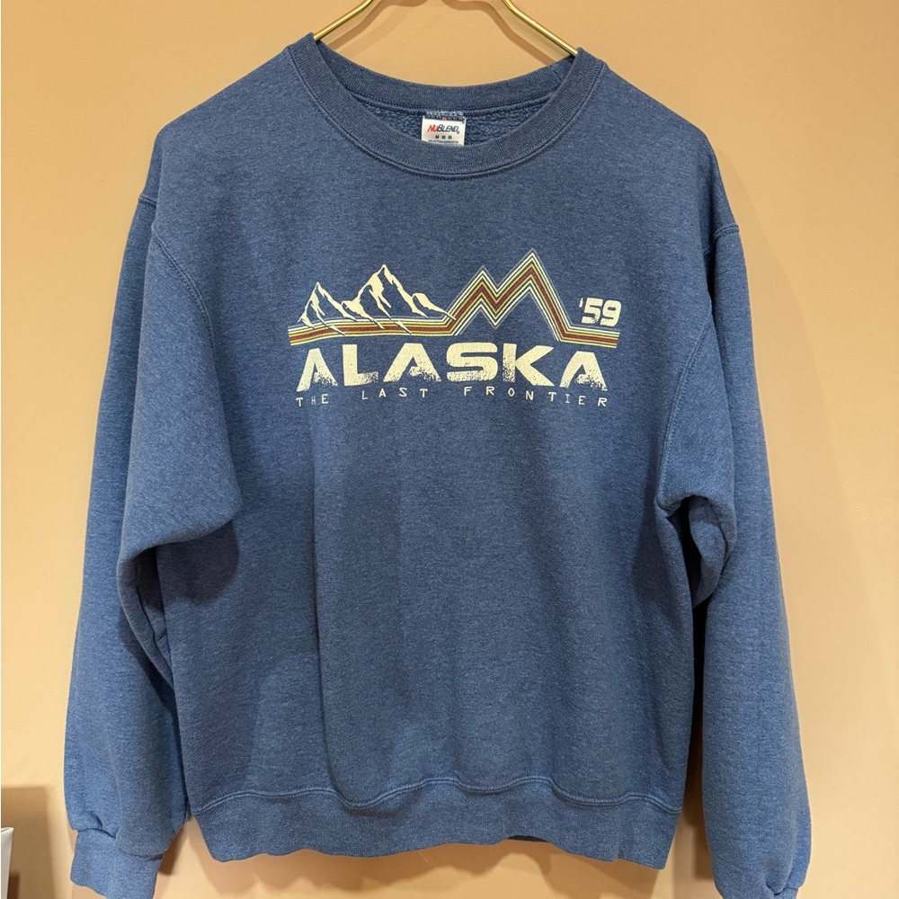 Jerzees Blue Crewneck Sweater ALASKA ‘59 Unisex